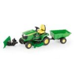 1/16 Big Farm John Deere X758 Lawn Mower with Blade and Cart - Image 8