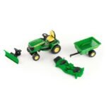 1/16 Big Farm John Deere X758 Lawn Mower with Blade and Cart - Image 7